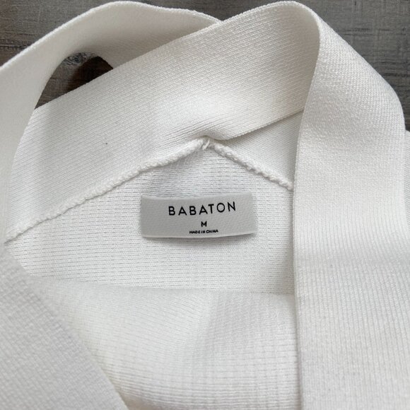 BABATON Aritzia White Sculpt Rib Knit Criss Cross Cropped Tank | Size Medium - Picture 5 of 7